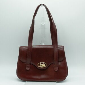 Celine handbag carriage hardware semi shoulder strap leather red gold